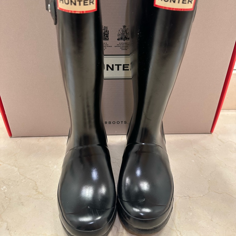 Girls Hunter Glossy Black Boots